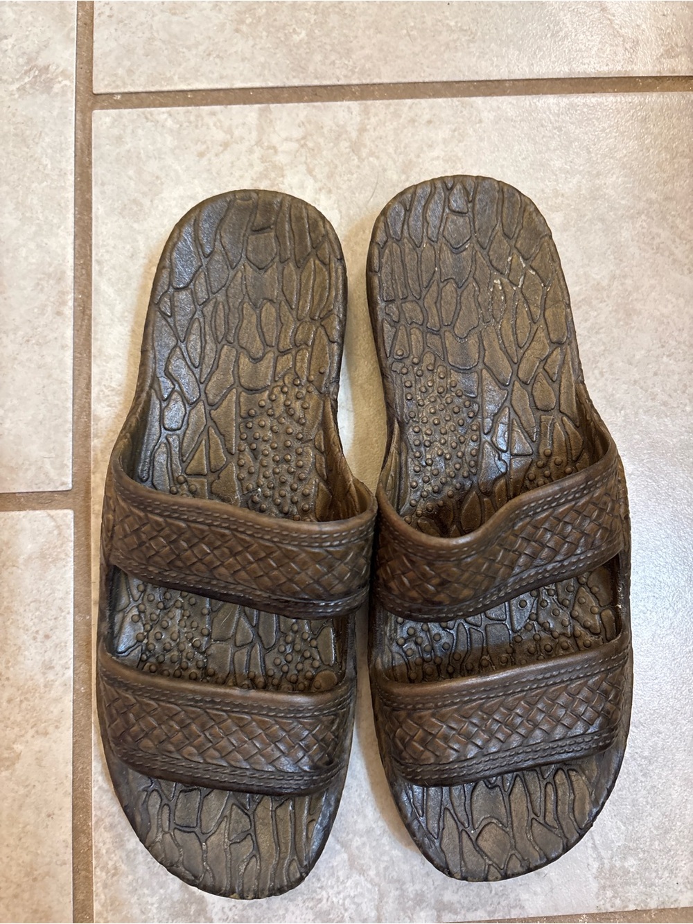 Pali Hawaii Classic Jandal Brown Double Strap Jesus Sandals Size 8 Waterproof